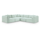  Manufacturer Color_Mint -- Shaggy 109" Mint Corduroy Performance Fabric Upholstered 5 pc Modular Sectional IMAGE 1