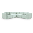 Meridian Shaggy Mint Corduroy Performance Fabric Modular Sectional IMAGE 1