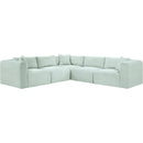  Manufacturer Color_Mint -- Shaggy 109" Mint Corduroy Performance Fabric Upholstered 5 pc Modular Sectional IMAGE 3