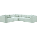 Meridian Shaggy Mint Corduroy Performance Fabric Modular Sectional IMAGE 3