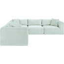  Manufacturer Color_Mint -- Shaggy 109" Mint Corduroy Performance Fabric Upholstered 5 pc Modular Sectional IMAGE 4