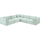  Manufacturer Color_Mint -- Shaggy 109" Mint Corduroy Performance Fabric Upholstered 5 pc Modular Sectional IMAGE 6