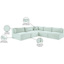  Manufacturer Color_Mint -- Shaggy 101" Mint Corduroy Performance Fabric Upholstered 5 pc Modular Sectional IMAGE 10
