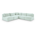  Manufacturer Color_Mint -- Shaggy 101" Mint Corduroy Performance Fabric Upholstered 5 pc Modular Sectional IMAGE 1