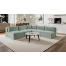  Manufacturer Color_Mint -- Shaggy 101" Mint Corduroy Performance Fabric Upholstered 5 pc Modular Sectional IMAGE 2