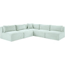  Manufacturer Color_Mint -- Shaggy 101" Mint Corduroy Performance Fabric Upholstered 5 pc Modular Sectional IMAGE 3