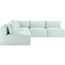  Manufacturer Color_Mint -- Shaggy 101" Mint Corduroy Performance Fabric Upholstered 5 pc Modular Sectional IMAGE 4