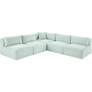  Manufacturer Color_Mint -- Shaggy 101" Mint Corduroy Performance Fabric Upholstered 5 pc Modular Sectional IMAGE 6