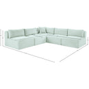  Manufacturer Color_Mint -- Shaggy 101" Mint Corduroy Performance Fabric Upholstered 5 pc Modular Sectional IMAGE 9