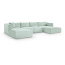  Manufacturer Color_Mint -- Shaggy 145" Mint Corduroy Performance Fabric Upholstered 5 pc Modular Sectional IMAGE 1