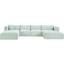  Manufacturer Color_Mint -- Shaggy 145" Mint Corduroy Performance Fabric Upholstered 5 pc Modular Sectional IMAGE 3