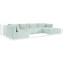  Manufacturer Color_Mint -- Shaggy 145" Mint Corduroy Performance Fabric Upholstered 5 pc Modular Sectional IMAGE 12