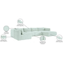  Manufacturer Color_Mint -- Shaggy 145" Mint Corduroy Performance Fabric Upholstered 5 pc Modular Sectional IMAGE 13