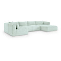  Manufacturer Color_Mint -- Shaggy 145" Mint Corduroy Performance Fabric Upholstered 5 pc Modular Sectional IMAGE 1
