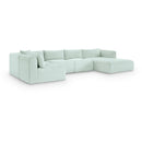 Meridian Shaggy Mint Corduroy Performance Fabric Modular Sectional IMAGE 1
