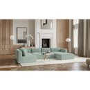 Meridian Shaggy Mint Corduroy Performance Fabric Modular Sectional IMAGE 2