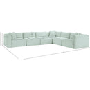  Manufacturer Color_Mint -- Shaggy 140" Mint Corduroy Performance Fabric Upholstered 6 pc Modular Sectional IMAGE 12