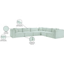  Manufacturer Color_Mint -- Shaggy 140" Mint Corduroy Performance Fabric Upholstered 6 pc Modular Sectional IMAGE 13