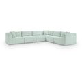  Manufacturer Color_Mint -- Shaggy 140" Mint Corduroy Performance Fabric Upholstered 6 pc Modular Sectional IMAGE 1