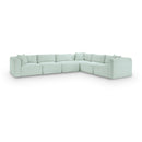  Manufacturer Color_Mint -- Shaggy 140" Mint Corduroy Performance Fabric Upholstered 6 pc Modular Sectional IMAGE 1