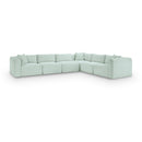 Meridian Shaggy Mint Corduroy Performance Fabric Modular Sectional IMAGE 1