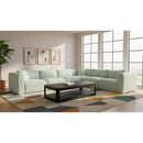  Manufacturer Color_Mint -- Shaggy 140" Mint Corduroy Performance Fabric Upholstered 6 pc Modular Sectional IMAGE 2