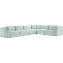  Manufacturer Color_Mint -- Shaggy 140" Mint Corduroy Performance Fabric Upholstered 6 pc Modular Sectional IMAGE 3