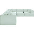  Manufacturer Color_Mint -- Shaggy 140" Mint Corduroy Performance Fabric Upholstered 6 pc Modular Sectional IMAGE 4