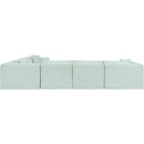 Manufacturer Color_Mint -- Shaggy 140" Mint Corduroy Performance Fabric Upholstered 6 pc Modular Sectional IMAGE 5