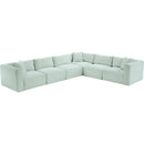  Manufacturer Color_Mint -- Shaggy 140" Mint Corduroy Performance Fabric Upholstered 6 pc Modular Sectional IMAGE 6