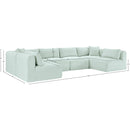  Manufacturer Color_Mint -- Shaggy 140" Mint Corduroy Performance Fabric Upholstered 6 pc Modular Sectional IMAGE 12
