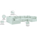  Manufacturer Color_Mint -- Shaggy 140" Mint Corduroy Performance Fabric Upholstered 6 pc Modular Sectional IMAGE 13