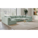  Manufacturer Color_Mint -- Shaggy 140" Mint Corduroy Performance Fabric Upholstered 6 pc Modular Sectional IMAGE 2