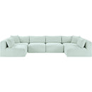  Manufacturer Color_Mint -- Shaggy 140" Mint Corduroy Performance Fabric Upholstered 6 pc Modular Sectional IMAGE 3