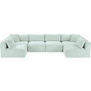  Manufacturer Color_Mint -- Shaggy 140" Mint Corduroy Performance Fabric Upholstered 6 pc Modular Sectional IMAGE 6