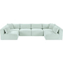 Meridian Shaggy Mint Corduroy Performance Fabric Modular Sectional IMAGE 6