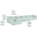  Manufacturer Color_Mint -- Shaggy 171" Mint Corduroy Performance Fabric Upholstered 6 pc Modular Sectional IMAGE 13