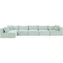  Manufacturer Color_Mint -- Shaggy 171" Mint Corduroy Performance Fabric Upholstered 6 pc Modular Sectional IMAGE 3