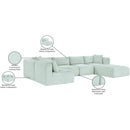  Manufacturer Color_Mint -- Shaggy 140" Mint Corduroy Performance Fabric Upholstered 6 pc Modular Sectional IMAGE 14