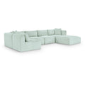  Manufacturer Color_Mint -- Shaggy 140" Mint Corduroy Performance Fabric Upholstered 6 pc Modular Sectional IMAGE 1