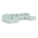  Manufacturer Color_Mint -- Shaggy 140" Mint Corduroy Performance Fabric Upholstered 6 pc Modular Sectional IMAGE 1