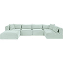  Manufacturer Color_Mint -- Shaggy 140" Mint Corduroy Performance Fabric Upholstered 6 pc Modular Sectional IMAGE 3