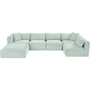 Manufacturer Color_Mint -- Shaggy 140" Mint Corduroy Performance Fabric Upholstered 6 pc Modular Sectional IMAGE 6