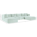  Manufacturer Color_Mint -- Shaggy 140" Mint Corduroy Performance Fabric Upholstered 6 pc Modular Sectional IMAGE 11