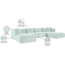  Manufacturer Color_Mint -- Shaggy 140" Mint Corduroy Performance Fabric Upholstered 6 pc Modular Sectional IMAGE 12
