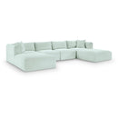  Manufacturer Color_Mint -- Shaggy 140" Mint Corduroy Performance Fabric Upholstered 6 pc Modular Sectional IMAGE 1