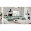  Manufacturer Color_Mint -- Shaggy 140" Mint Corduroy Performance Fabric Upholstered 6 pc Modular Sectional IMAGE 2