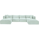  Manufacturer Color_Mint -- Shaggy 140" Mint Corduroy Performance Fabric Upholstered 6 pc Modular Sectional IMAGE 3