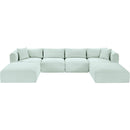  Manufacturer Color_Mint -- Shaggy 140" Mint Corduroy Performance Fabric Upholstered 6 pc Modular Sectional IMAGE 6