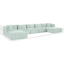 Meridian Shaggy Mint Corduroy Performance Fabric Modular Sectional IMAGE 13